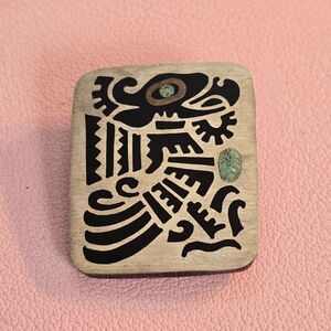 Mexican Taxco Sterling 925 Silver Aztec Brooch by H. Arriaca